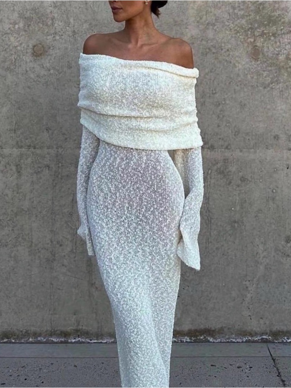 Meshki Off-Shoulder Cream Maxi Dress